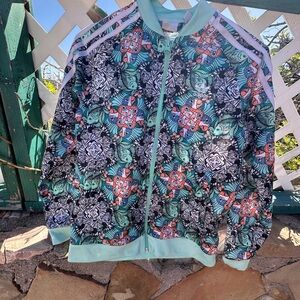 adidas Aqua, Coral & Black Floral-Print Track Jacket